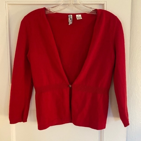 Barney’s New York CO-OP Red Cashmere Blens Cardigan Sweater Size Small - Picture 1 of 4